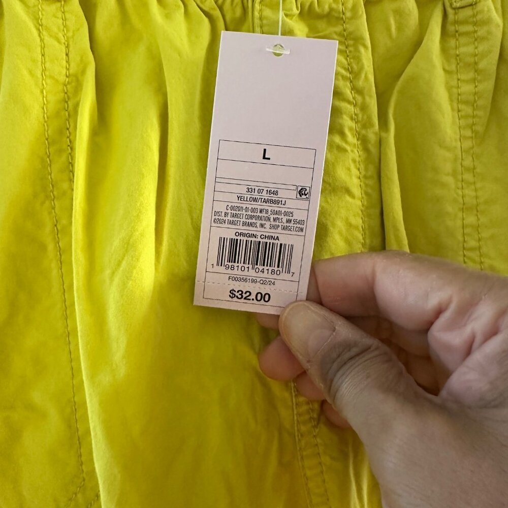 Wild Fable Yellow Cargo Pants L - Lightweight Cotton Material Elastic Waistband - Picture 4 of 11